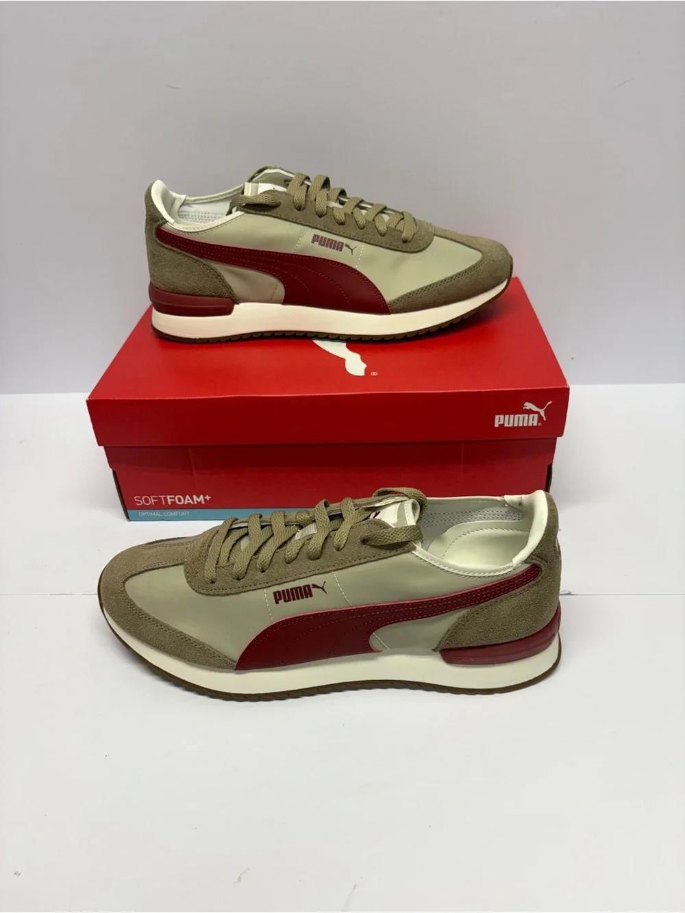 Puma Men's Retro Runner Sneakers - Olive Green / Maroon